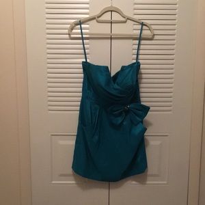 Shiny teal formal dress
